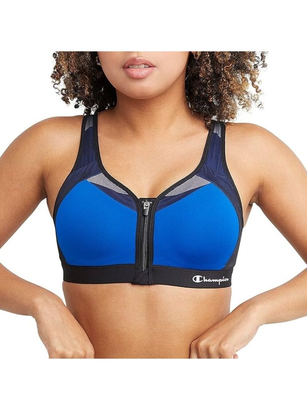 Champion Women's Motion Control Zip Sports Bra, Surf the Web, 36B